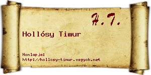 Hollósy Timur névjegykártya